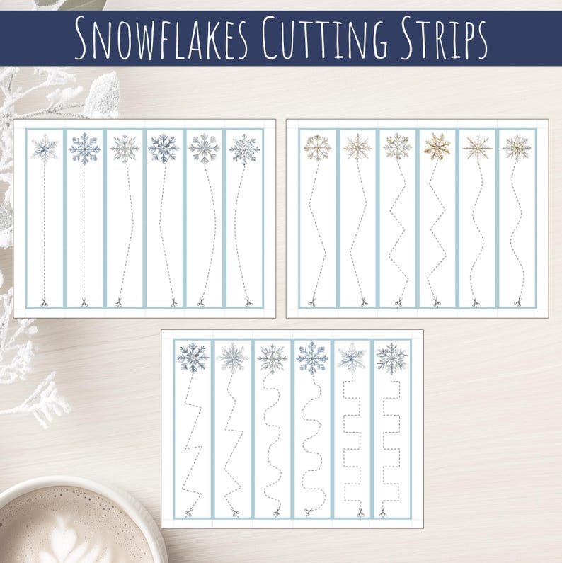 Snowflakes Cutting Strips – Scissor Skills – Winter Cutting Practice ...