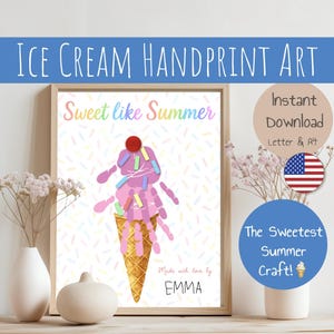 Summer Handprint Craft | Ice Cream Keepsake Printable for Kids | Summer Art Activity | Gift for Parents | Handprint Baby | PDF