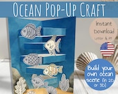 Ocean Pop-Up Craft | 2D & 3D Under the Sea Activity | Cut and Paste | Summer Beach Ocean Theme | Kids DIY Art Project | Summer Keepsake PDF