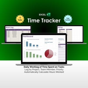 Time Tracking Spreadsheet Excel Template Employee Timesheet Billable Hours Tracker Daily Work Log Project Time Planner Worklog