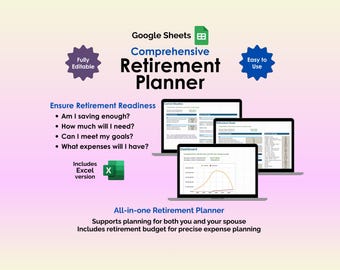 Foglio di calcolo per la pianificazione della pensione, strumento di monitoraggio degli obiettivi di risparmio previdenziale, Fogli Google, pianificazione finanziaria.