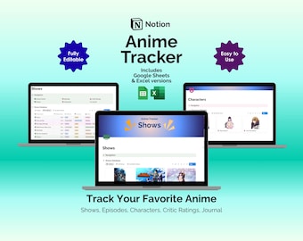 Anime Tracker Notion Template Anime Watchlist Planner Show Database Episode Log Character List Otaku Journal Digital Anime Organizer