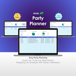 Event Planner Excel Template Spreadsheet Party Planning Guest List Schedule Budget Tracker Wedding Birthday Digital Organizer Tool Bundle