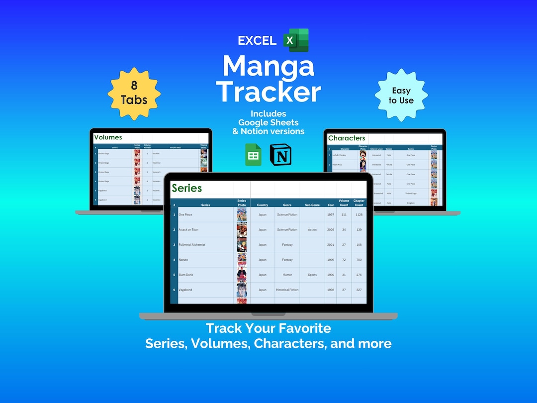 Manga Reading Log Excel Template Manga Tracker Manhwa Tracker Webtoon ...