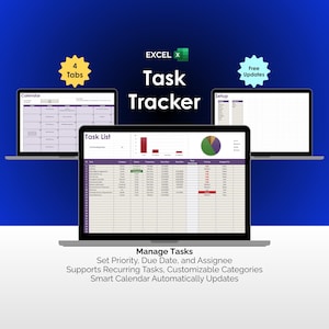 To Do List Excel Template Task Tracker Daily Planner Productivity Organizer Work Schedule Manager Habit Tracker Spreadsheet Tool