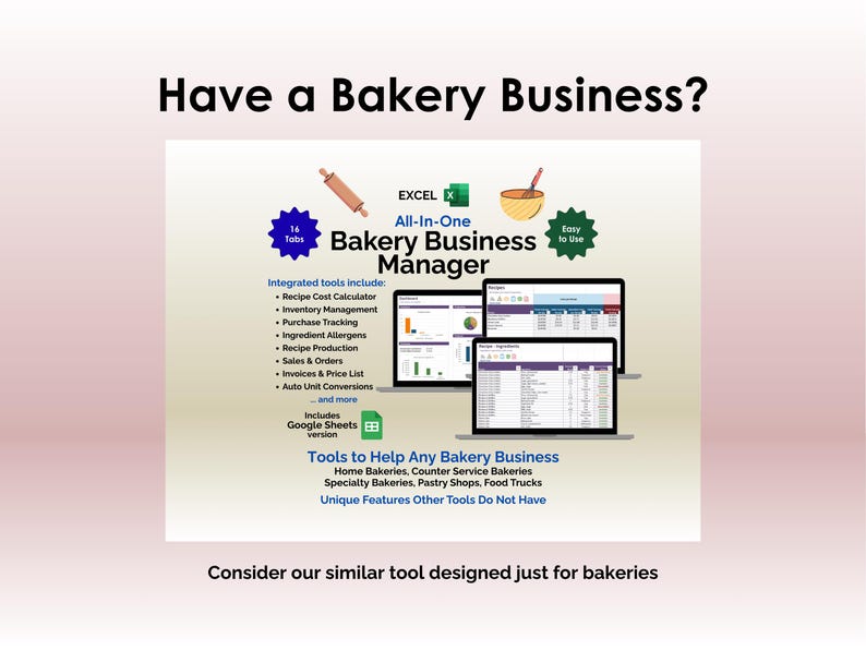 Have a Bakery Business?  Consider our similar tool designed just for bakeries.