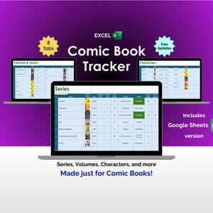 Comic Book Tracker Comic Collection Database Comic Reading Journal Manga Digital Library Excel Fanfiction Spreadsheet Graphic Novel Planner