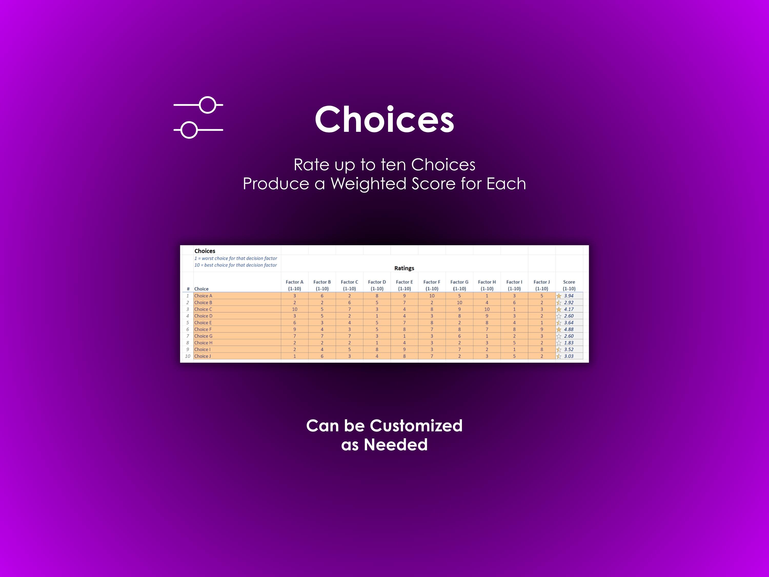 Excel Decision Matrix Spreadsheet Template Decision Making Scorecard ...