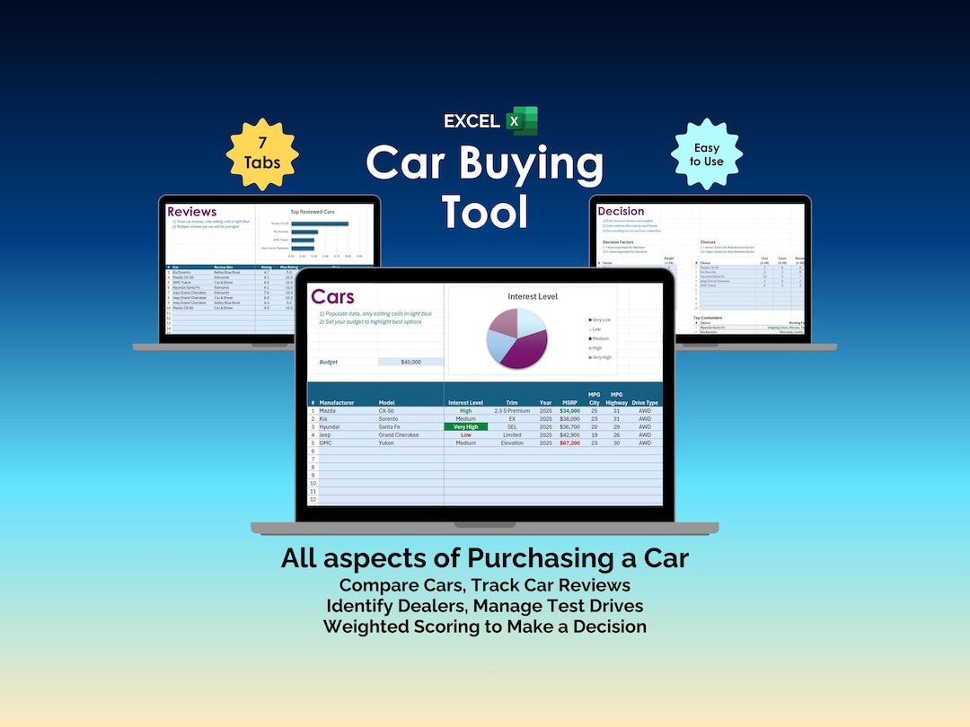 Car Buying Spreadsheet Excel Car Comparison Tool Vehicle Reviews ...