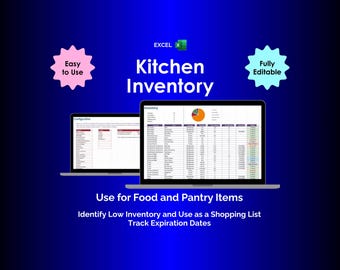 Kitchen Inventory Spreadsheet Excel Pantry Tracker Food Inventory List Grocery Planner Expiration Date Log Refrigerator Freezer Organizer