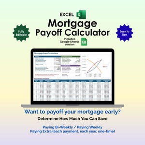 Plantilla de Excel para la calculadora de amortización de hipotecas, cronograma de amortización, seguimiento de pagos adicionales, hoja de cálculo para préstamos hipotecarios, herramienta de planificación financiera