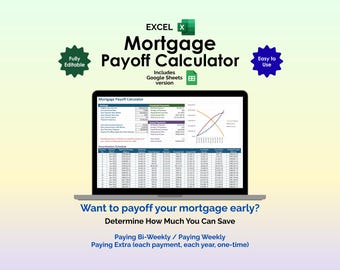 Mortgage Payoff Calculator Excel Template Amortization Schedule Extra Payment Tracker Home Loan Spreadsheet Financial Planning Tool