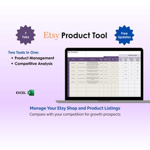 Etsy Product Tool, Manage Etsy Shop Etsy Store Listings Etsy Competitive Analysis Etsy Shop Growth Etsy Product Insights Etsy Management