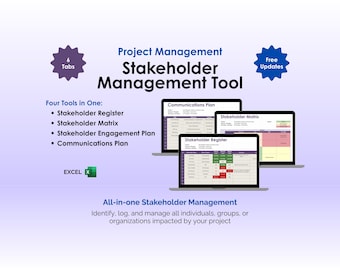 Project Management Stakeholder Analysis Template Excel Stakeholder Register Matrix Engagement Plan Communications Plan PMBOK Tool