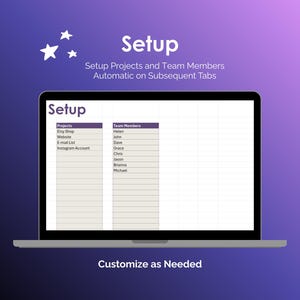 Time Tracker - Excel - Setup - Customizable - Configure Projects and Team Members