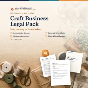 Legal Templates for Small Business | 10 Editable Contracts & Shop Policies for Handmade Sellers | Wholesale, Consignment, Custom Order