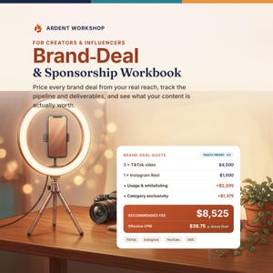 Influencer Brand Deal Rate Card & Sponsorship Tracker, Content Creator Pricing Workbook, Media Kit CPM Calculator, Excel and Sheets