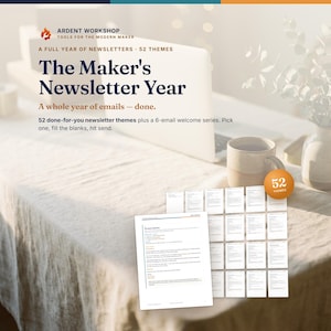 52 Newsletter Templates for Handmade Sellers | Email Marketing Kit for Small Business | Welcome Email Sequence | Editable PDF Word HTML