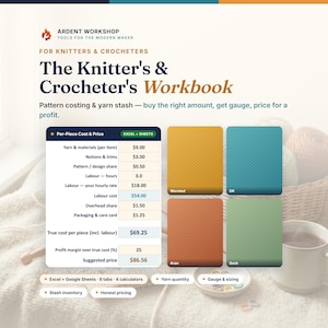 Knitting and Crochet Pricing Calculator, Yarn Stash Tracker & Gauge Workbook | Pattern Costing for Makers Who Sell | Excel + Google Sheets