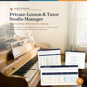 Private Lesson & Tutor Studio Manager, Music Teacher Spreadsheet, Student Roster Attendance Makeup Credit Tracker, Excel Google Sheets