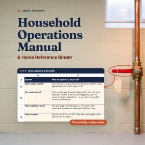 Household Operations Manual, Home Binder Template, Maintenance Log With Due Dates, Emergency Binder & Sitter Packet, Excel, Google Sheets