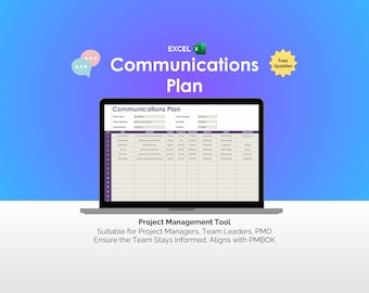 Communications Plan - Excel - Project Management Tool, PMBOK Template, Project Stakeholders, Team Meetings, Project Deliverables, PM Tool