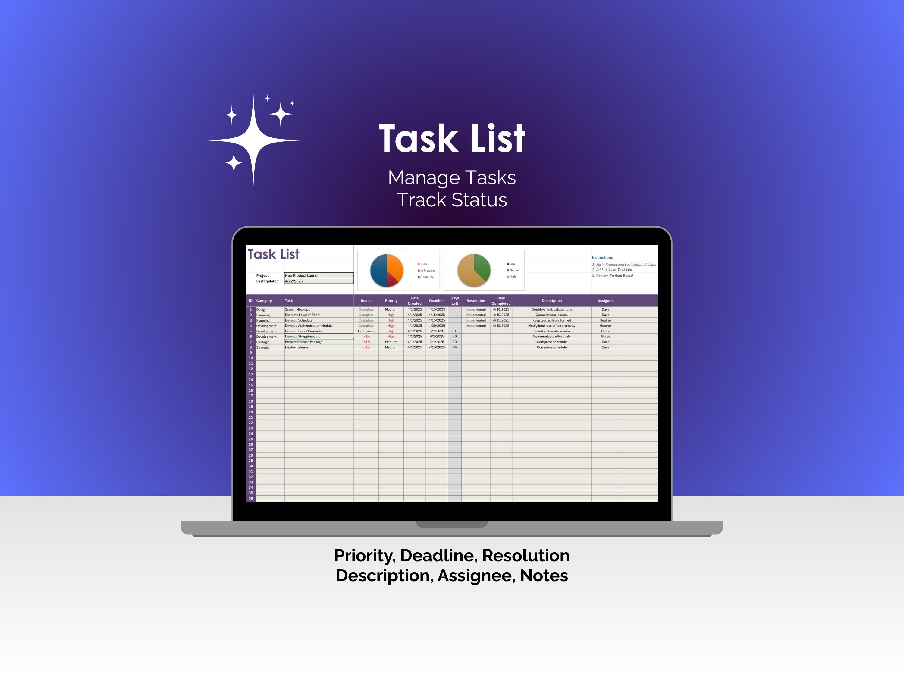 Kanban Board Excel Template Project Management Spreadsheet Task Tracker ...