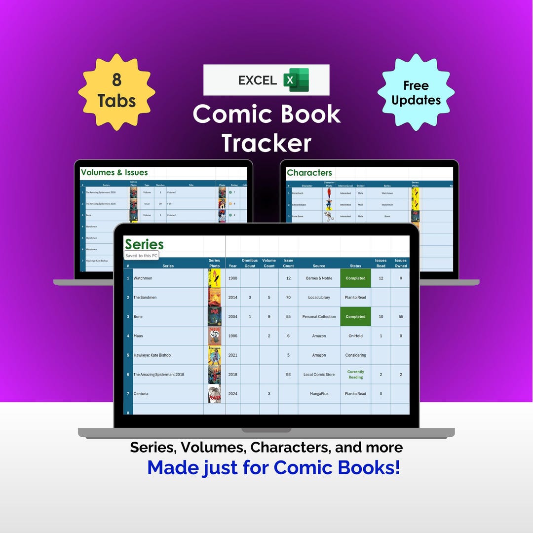 Excel Comic Comic Book Tracker - Excel Tool - Made Just for Comics - Series ...