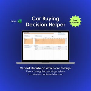 Plantilla de hoja de cálculo de Excel para la compra de automóviles Calculadora de comparación de vehículos Herramienta de decisión de compra de automóviles Rastreador de compras de automóviles SUV Camión
