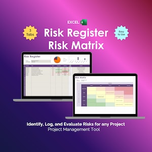 Project Risk Management Template Excel PMBOK Risk Register Risk Matrix Assessment Tool Spreadsheet Project Manager Business