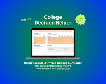 College Comparison Spreadsheet Excel Template College Decision Matrix College Cost Comparison University Choice Scorecard Admissions Planner