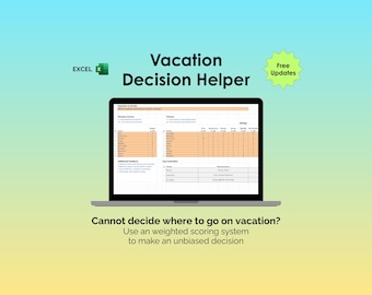 Vacation Planner Excel Template Travel Planning Spreadsheet Destination Comparison Chart Itinerary Planner Holiday Getaway Decision Helper