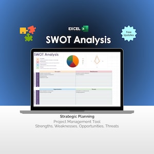 SWOT Analysis Excel Template Business Strategy Planner Project Management Tool Strategic Planning Organizer Strengths Weaknesses
