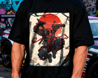 Deadpool Samurai T-Shirt: Ukiyo-e Anime Graphic Tee