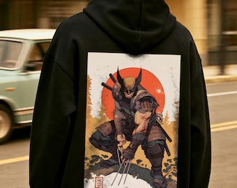 Samurai Wolverine Hoodie: Superhero Anime Fan Streetwear, for Men and Women, Sizes S-XXXL