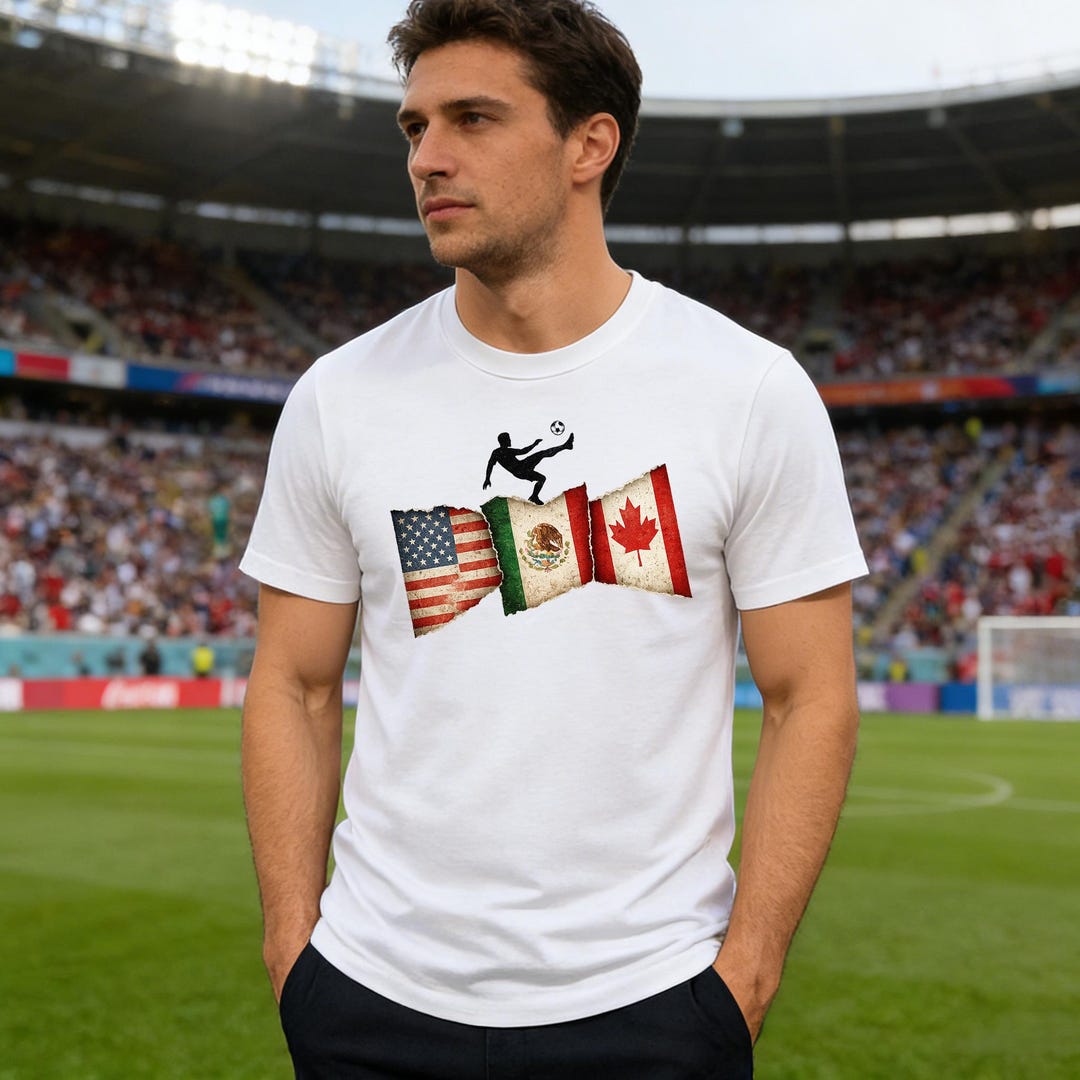Men's USA Canada Mexico Kicker Graphic T-shirt, North America Unity ...