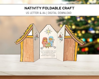 Nativity Craft, Christmas Craft, Sunday School Activity for kids, Christian Christmas Craft,  Children’s Ministry Foldable
