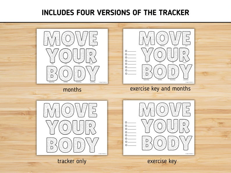 2026 Workout Tracker, Planner Coloring Page, Exercise Journal, Movement Tracker, Year in Pixels, Planner Insert image 3