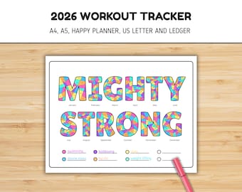 Workout Tracker Coloring Page, Exercise Journal (Digital Download)