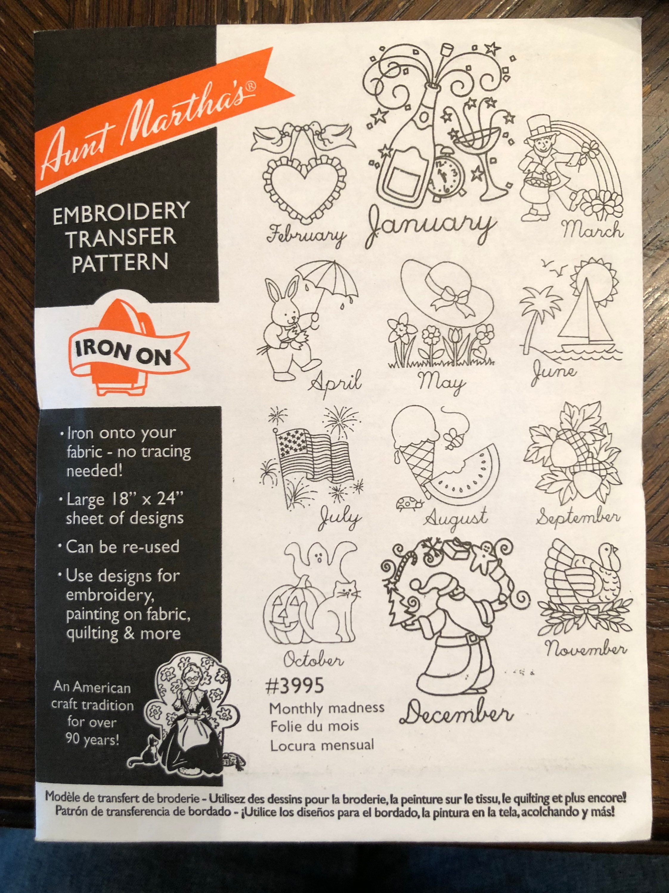 Monthly Madness Aunt Martha's Hot Iron Embroidery Transfer