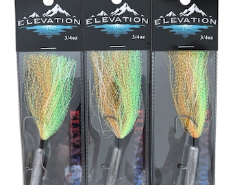 Orange Chartreuse Tinsel Fishing Jig – 3/4 oz, 3 Pack