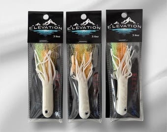 3 Pack 3/4 oz 4 inch White / Orange Chartreuse Glow