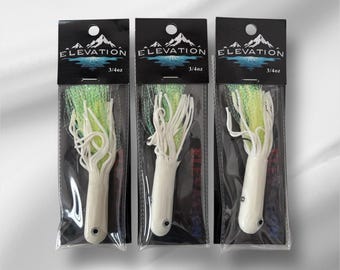 3 Pack 3/4 oz 4 inch White/Chartreuse Glow