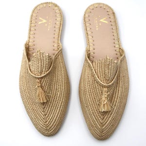 Handgefertigte Raffia Hausschuhe, Marokkanische Sommer Sandalen Bild 1