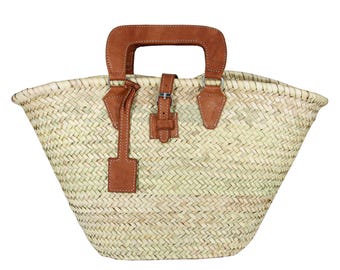 Braune Strohtasche, Strohkorb, Naturtasche, Strandtasche, handgemachte Tasche, Marokko-Tasche, marokkanischer Korb, Umhängetasche, französischer Korb, Sommertasche