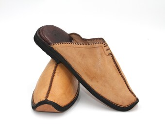 Handmade Leather Slippers, Moroccan Babouches, Mules Shoes, Indoor Outdoor Shoes