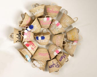 Personalized Straw Beach Bag: Moroccan Basket, Custom Embroidered Tote