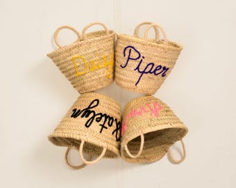 Personalized Straw Beach Bag: Moroccan Basket, Custom Embroidered Tote