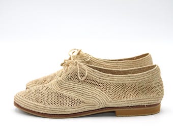 Handmade Moroccan Raffia Loafer Shoes, Unisex Moccasins
