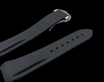 20mm/22mm Seamaster planet ocean black rubber watch strap with deployment stainless steel buckle clasp with mark on